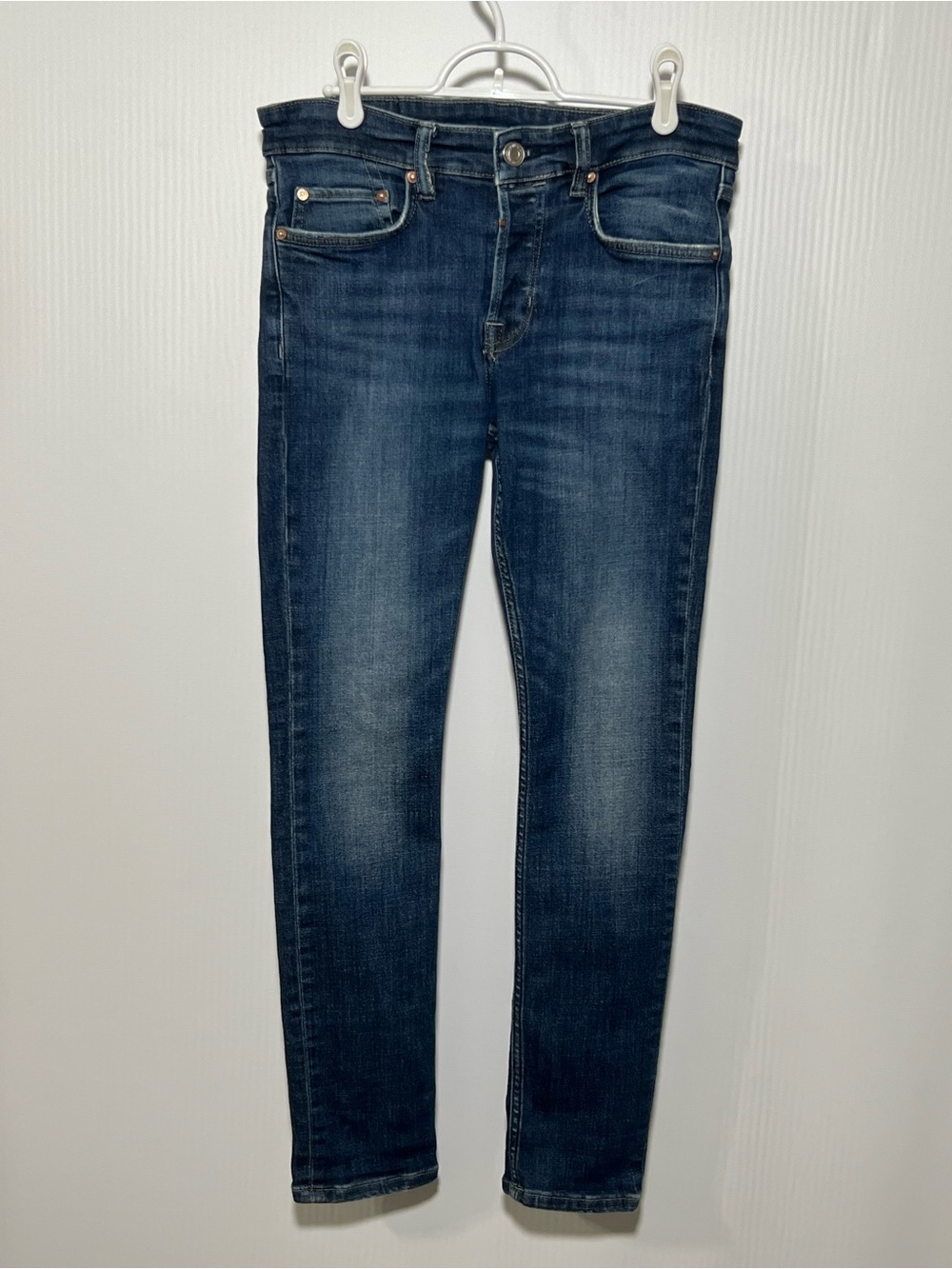 Women’s AllSaints Slim Dark Blue Cigarette Button Fly Jeans Sz 30